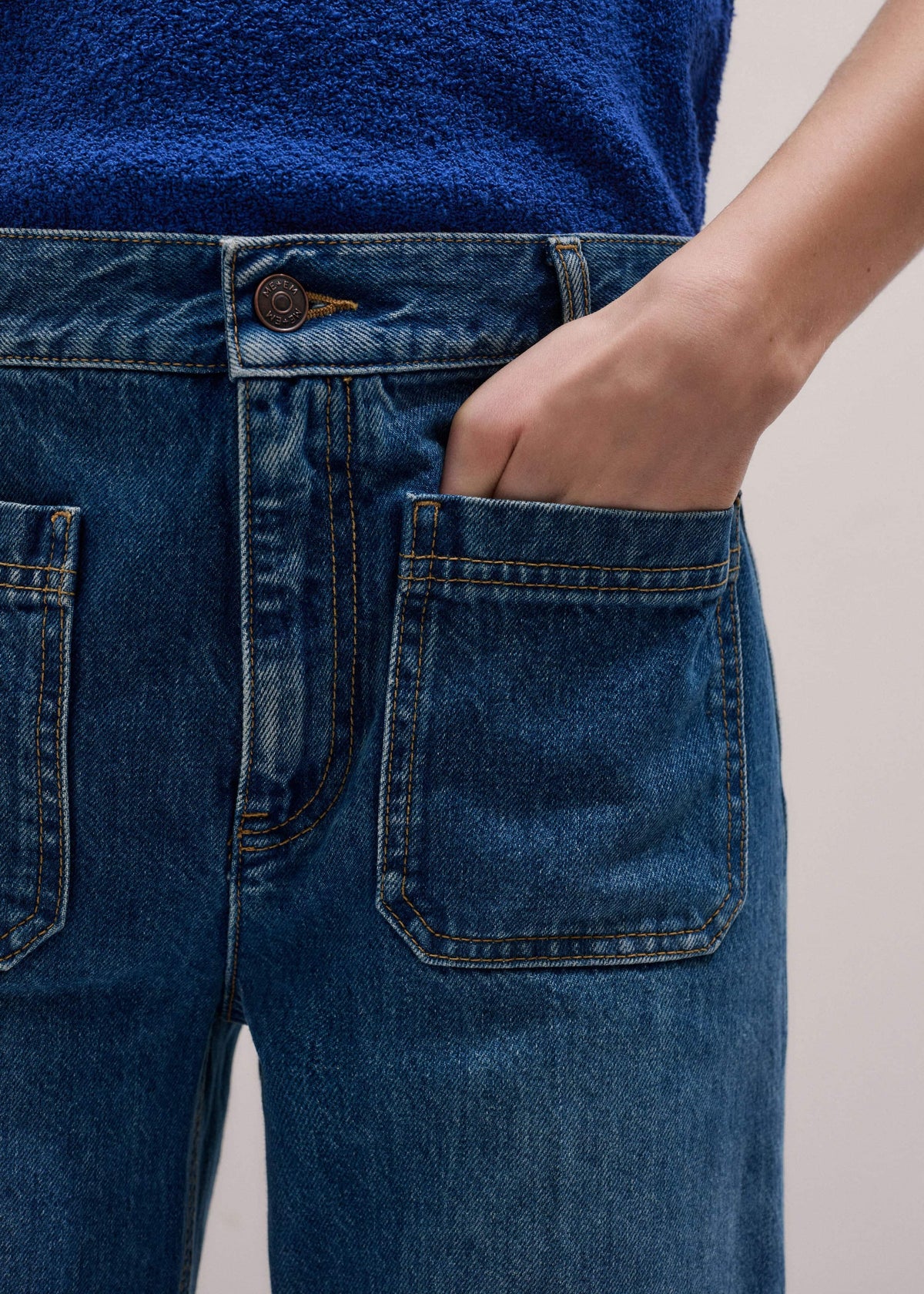ME+EM Clothing Blue Leg Elongator Crop Jean