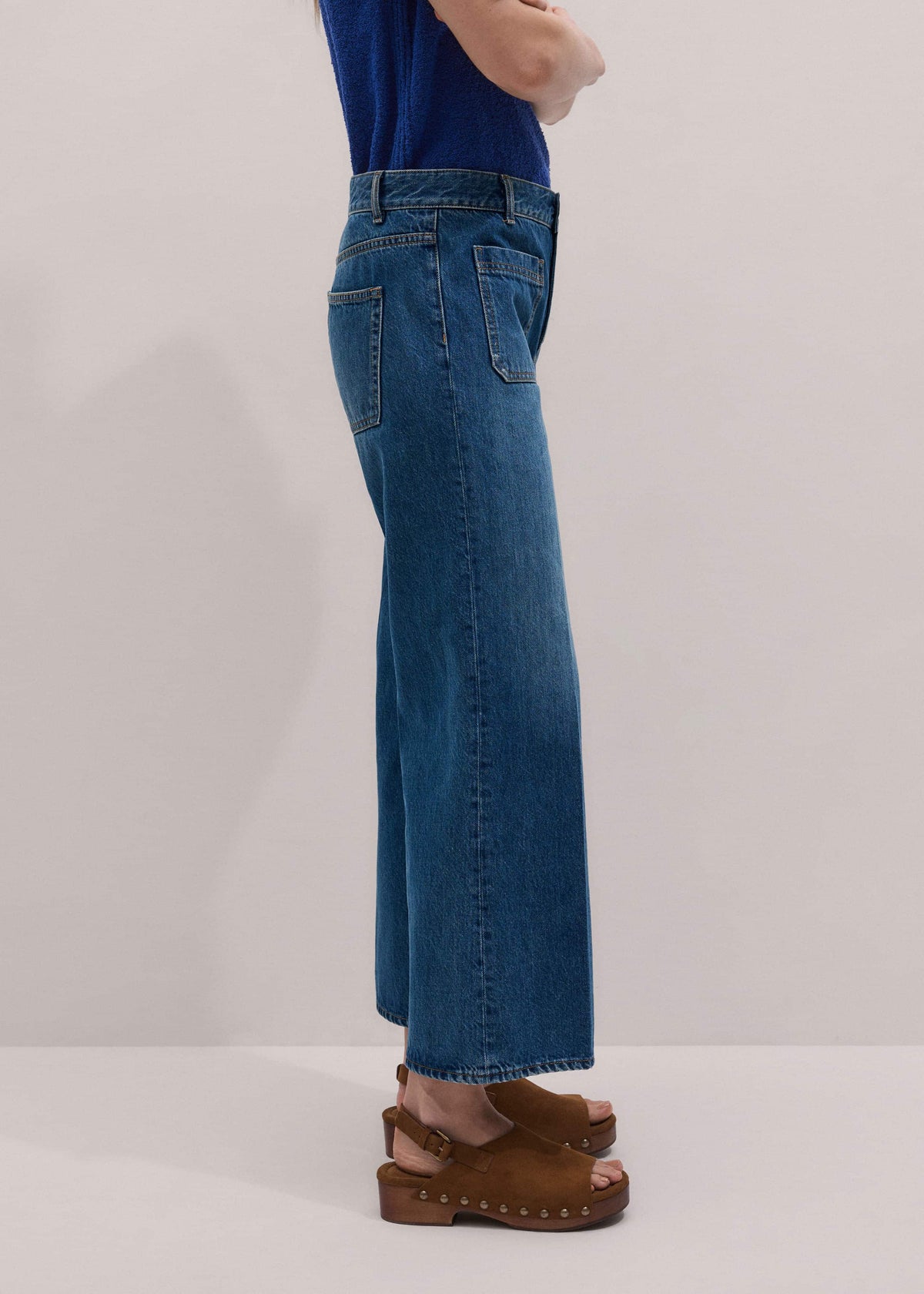 ME+EM Clothing Blue Leg Elongator Crop Jean