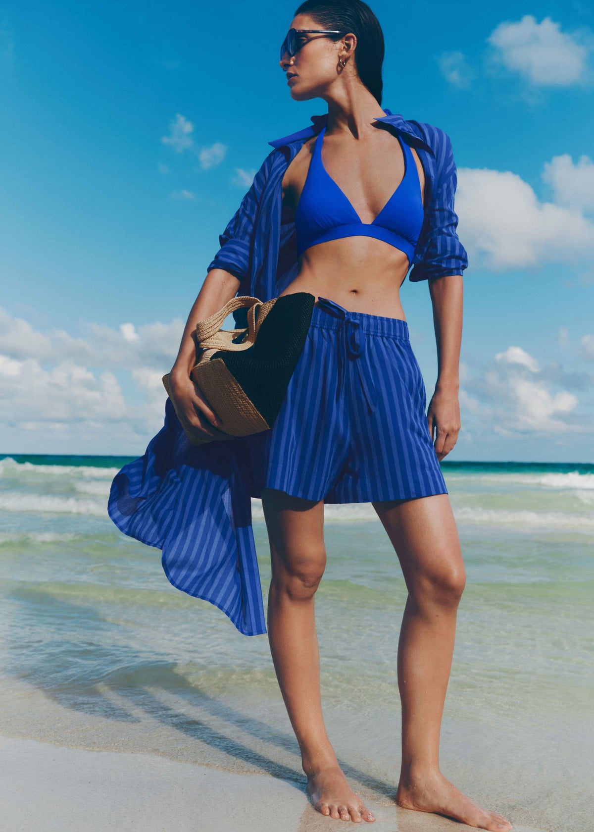 ME+EM Clothing Blue Striped Beach Short