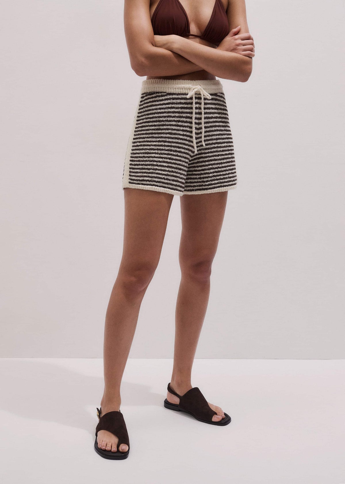 ME+EM Clothing Cream Stripe Drawstring Short