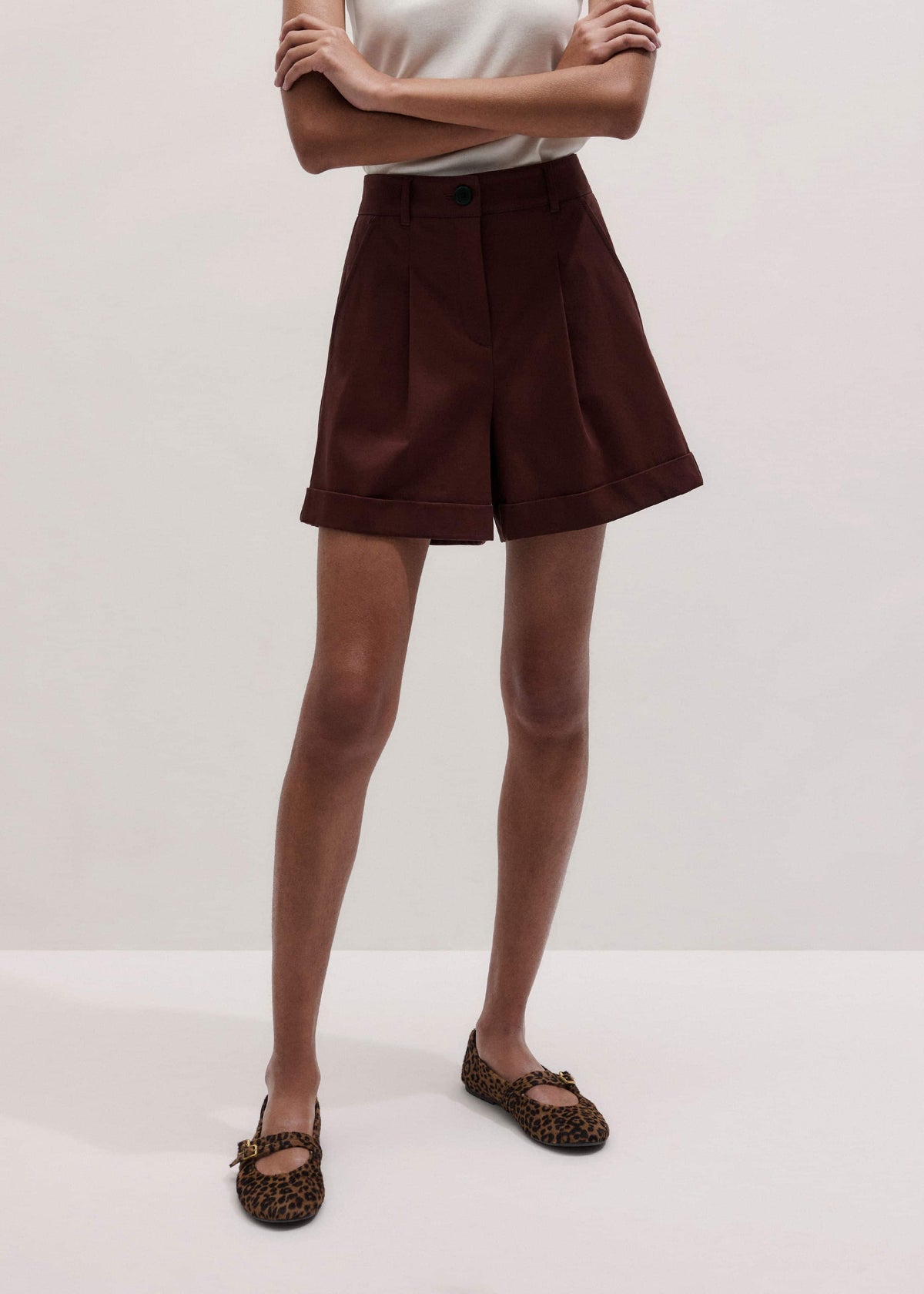 ME+EM Clothing Cinnamon Brown Tailored Summer Short