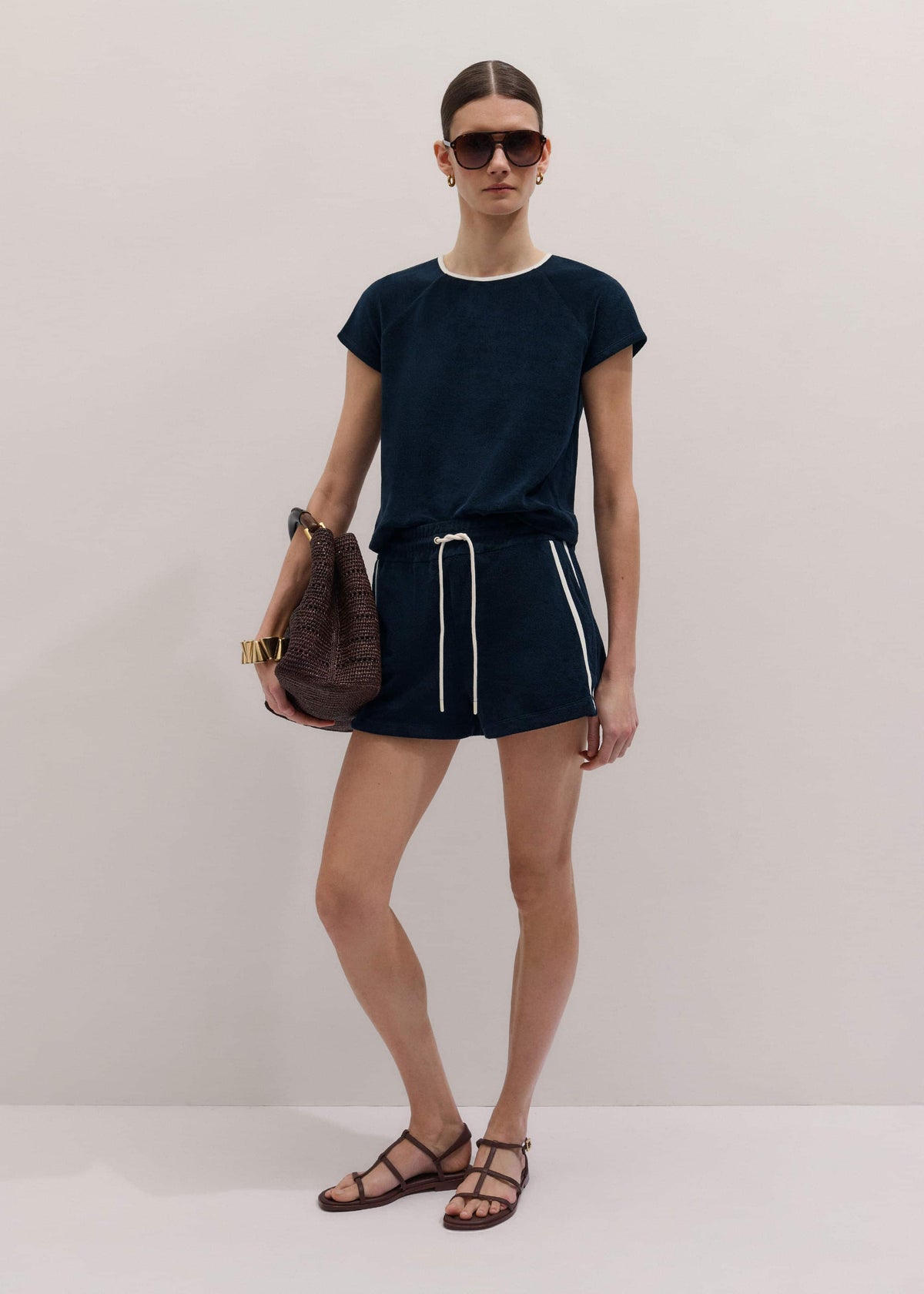 ME+EM Clothing Navy Rib Trim Track Short