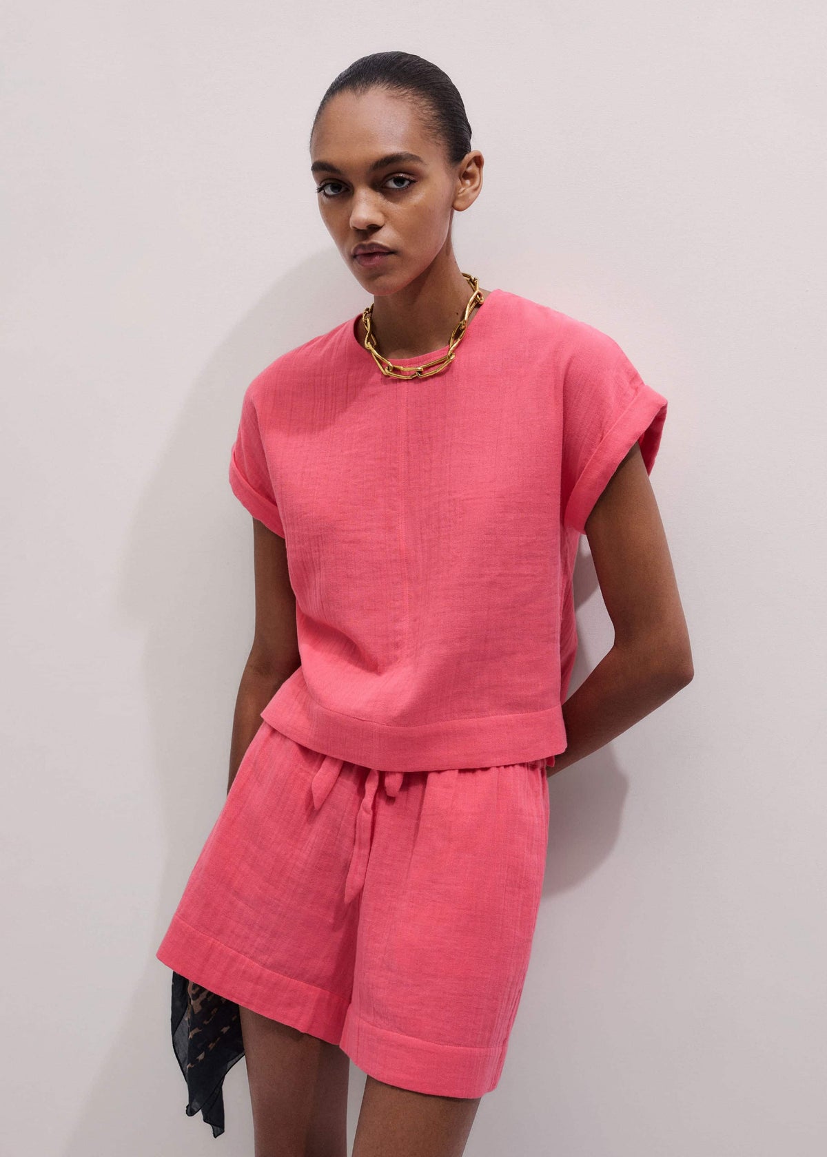 ME+EM Clothing Pink Cheesecloth Summer Short