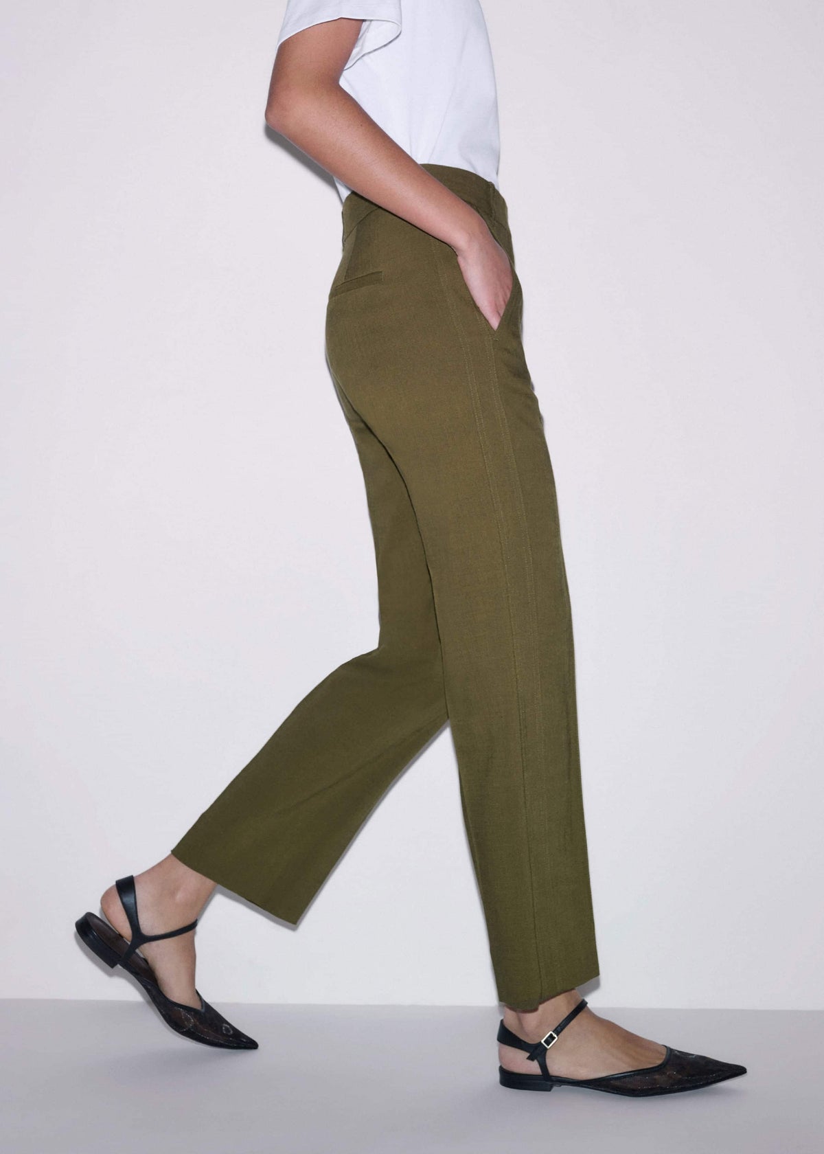 ME+EM Clothing Olive Green Slim Crop Pant