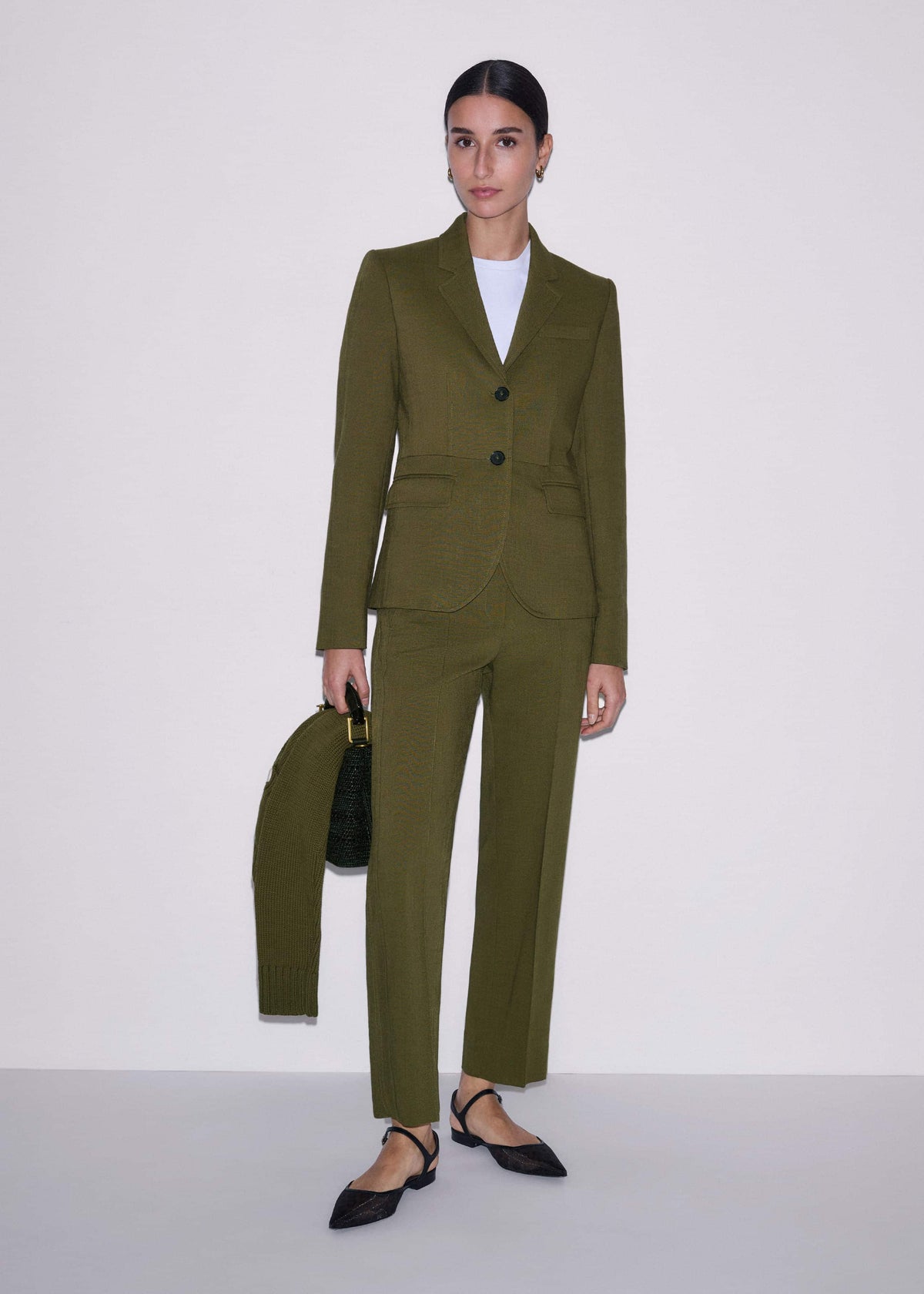 ME+EM Clothing Olive Green Slim Crop Pant