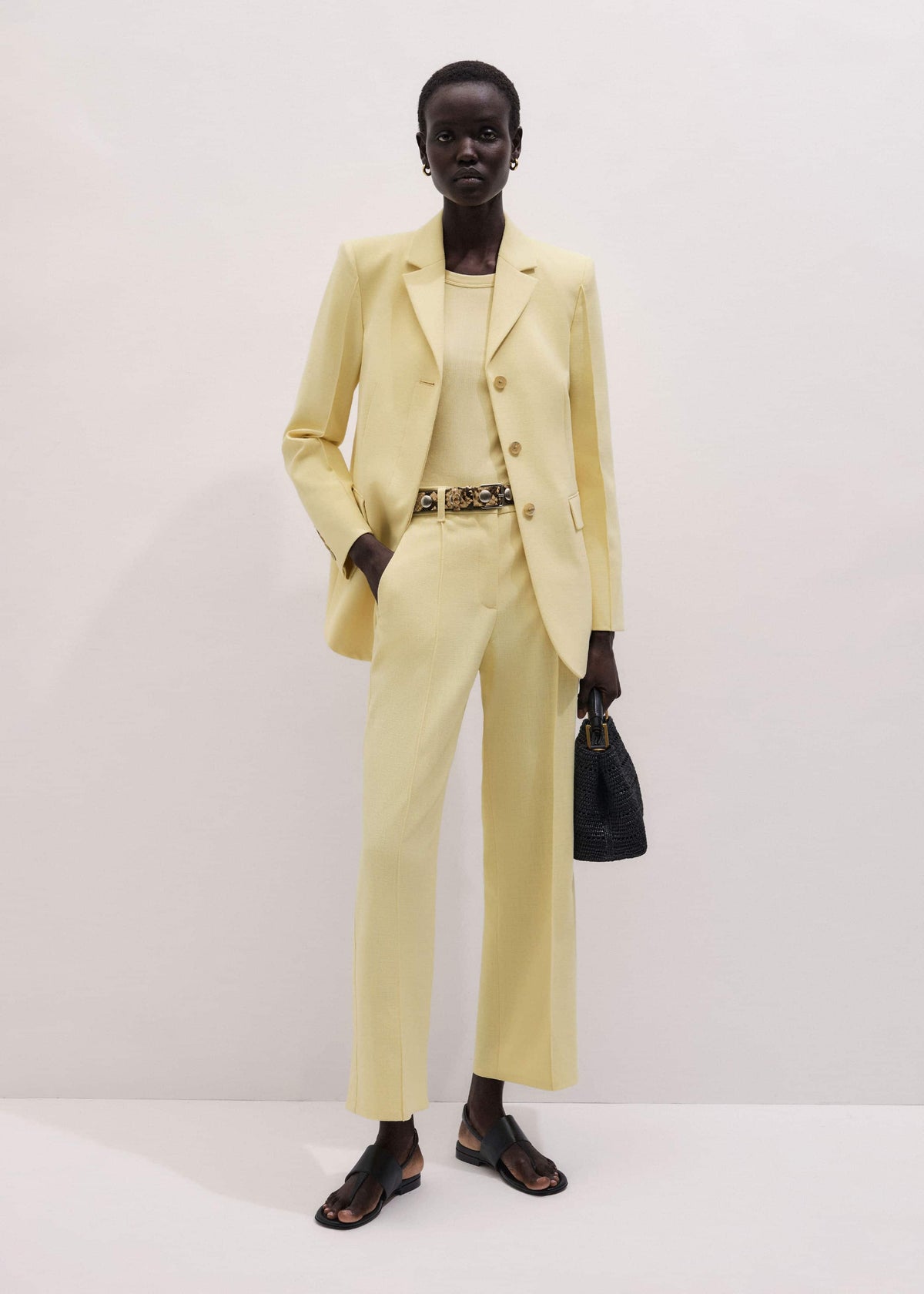 ME+EM Clothing Yellow Tailored Straight Crop Pant