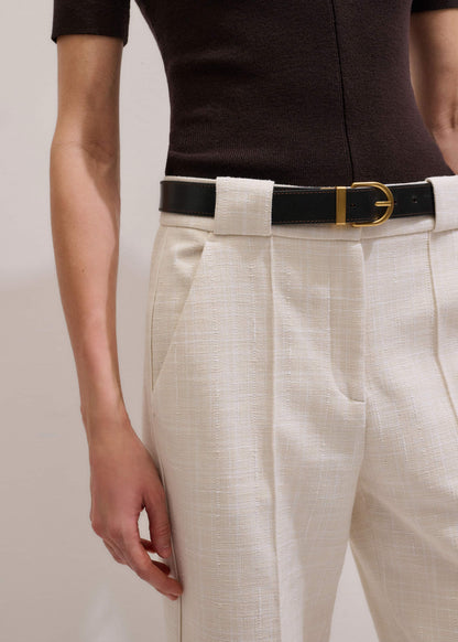 ME+EM Clothing Ivory Textured Straight Crop Pant