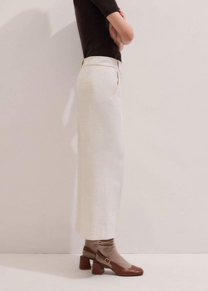 ME+EM Clothing Ivory Textured Straight Crop Pant