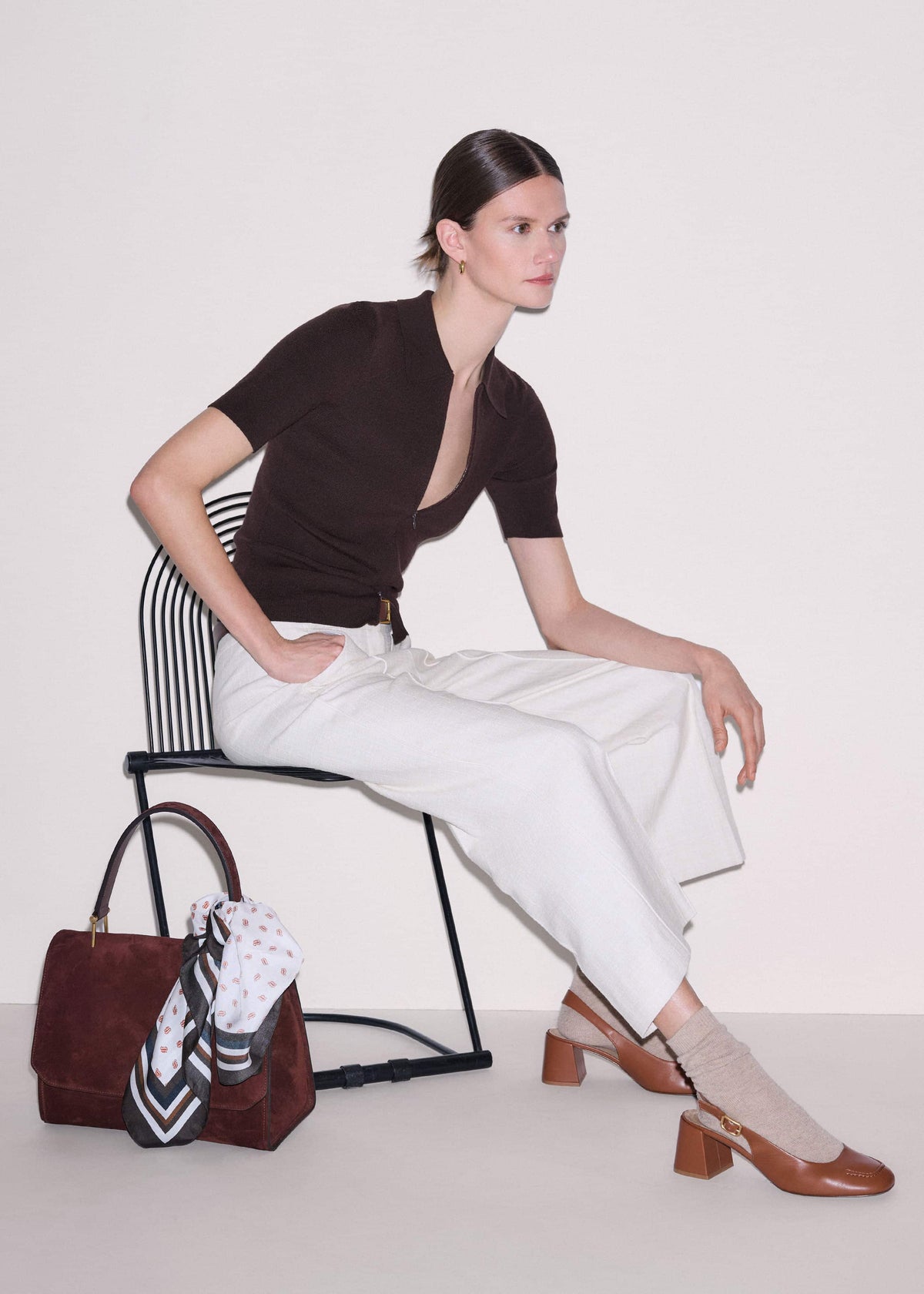 ME+EM Clothing Ivory Textured Straight Crop Pant