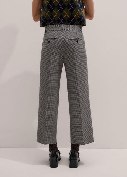 ME+EM Clothing Ivory Houndstooth Straight Crop Trouser