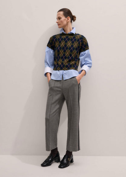 ME+EM Clothing Ivory Houndstooth Straight Crop Trouser