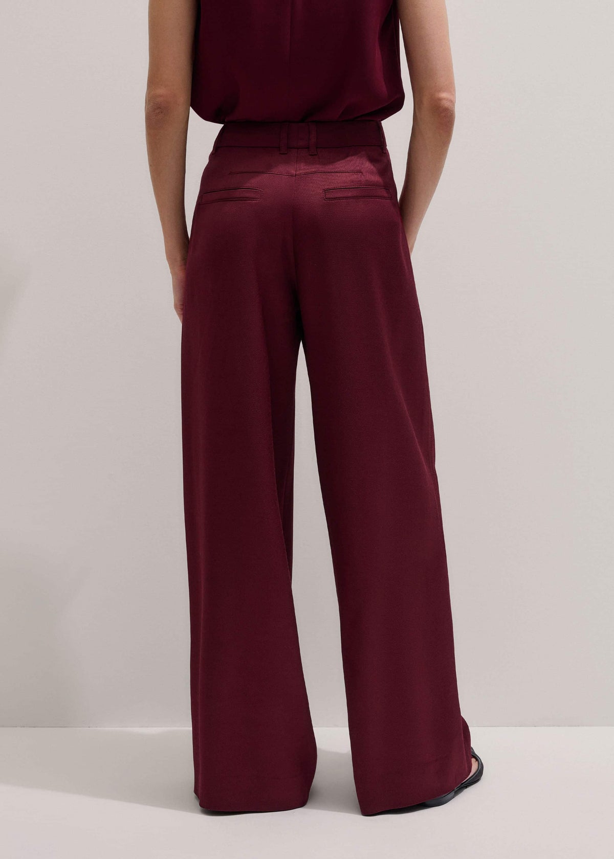 ME+EM Clothing Red Wool Event Ready Pleat Straight-Leg Pant