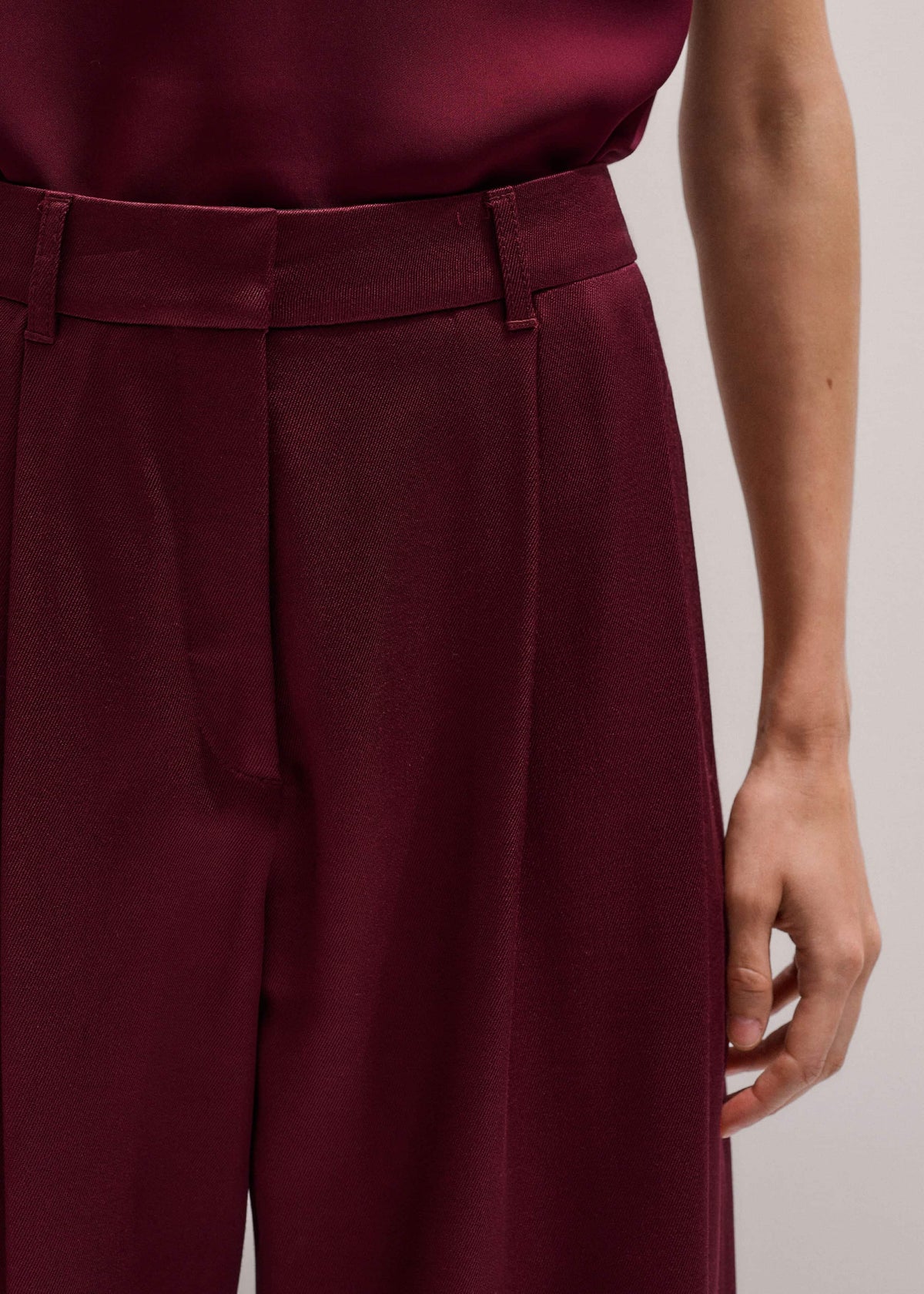 ME+EM Clothing Red Wool Event Ready Pleat Straight-Leg Pant