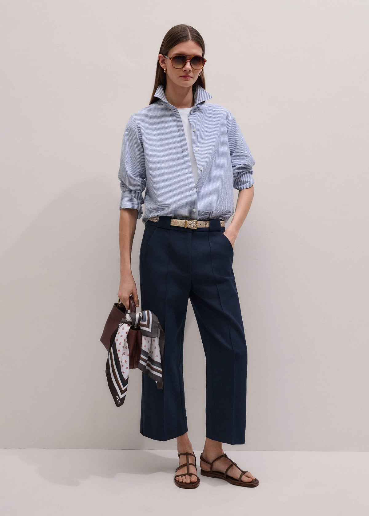 ME+EM Clothing Navy Straight Crop Pant