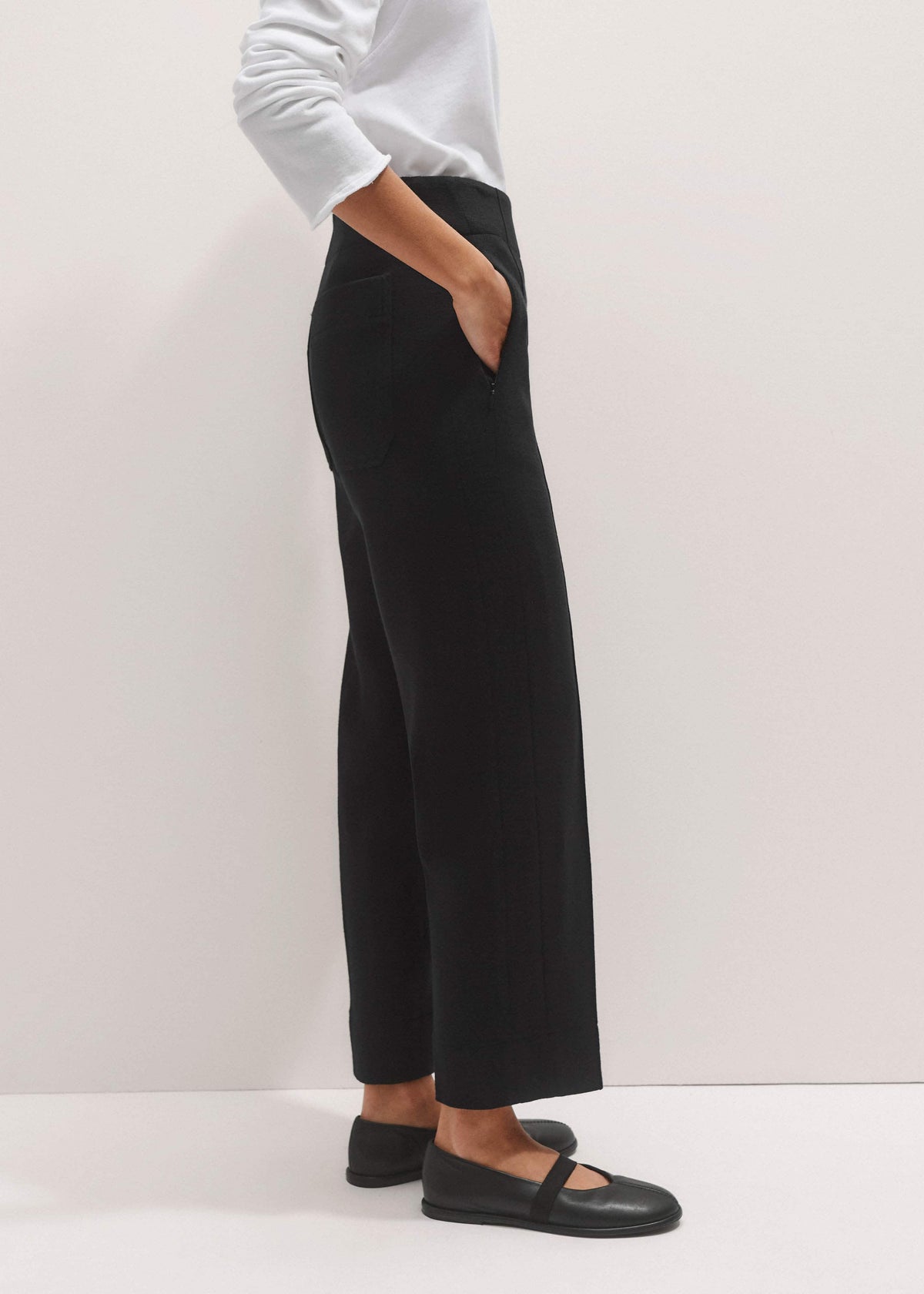 ME+EM Clothing Black Wool-Blend Travel Tailoring Slim Crop Pant