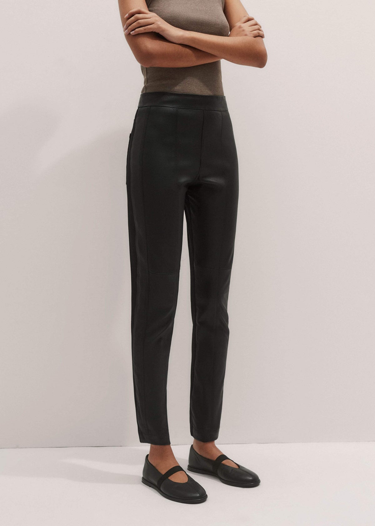 ME+EM Clothing Women’s Black High Stretch Leather Mix Legging
