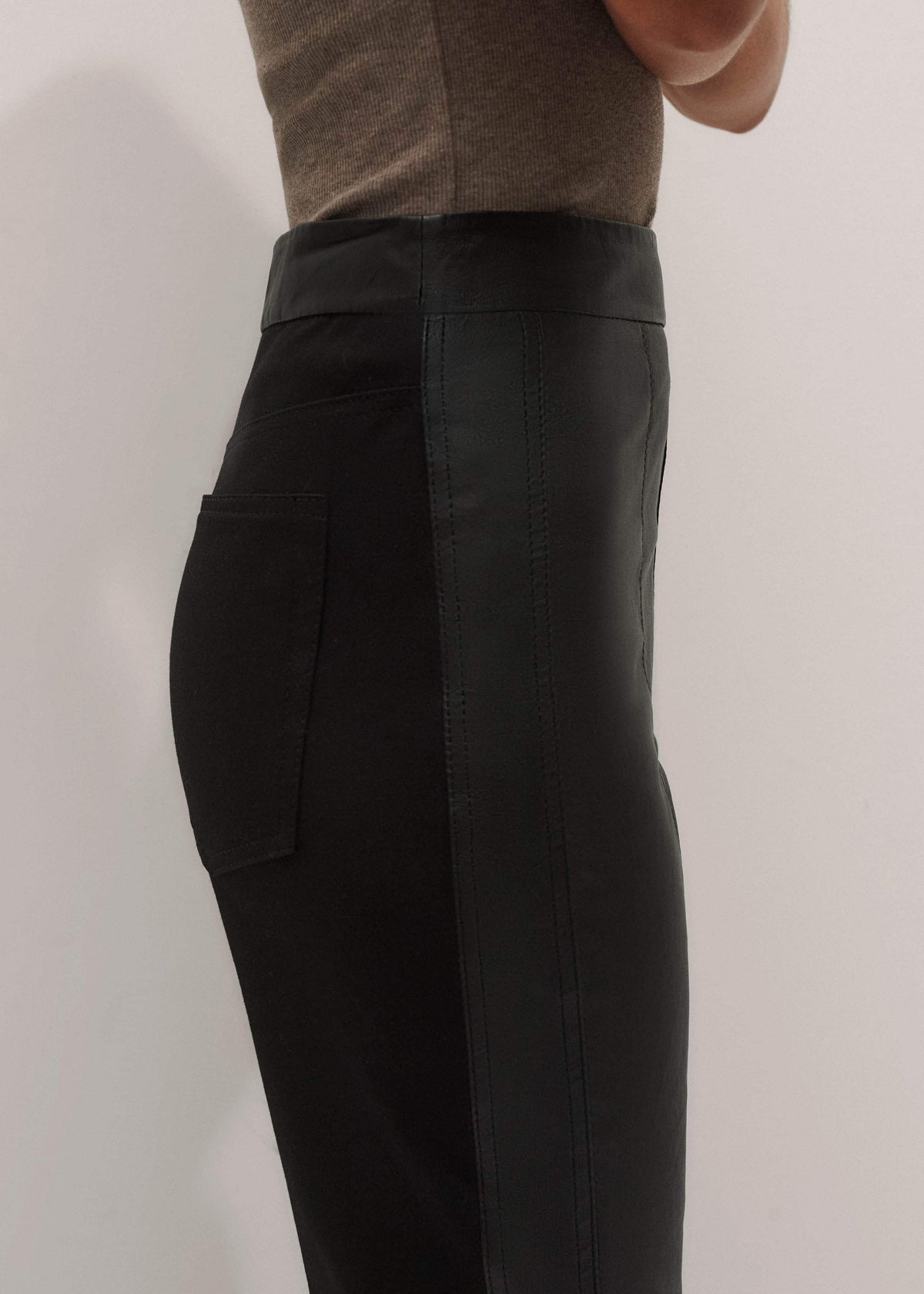 ME+EM Clothing Women’s Black High Stretch Leather Mix Legging