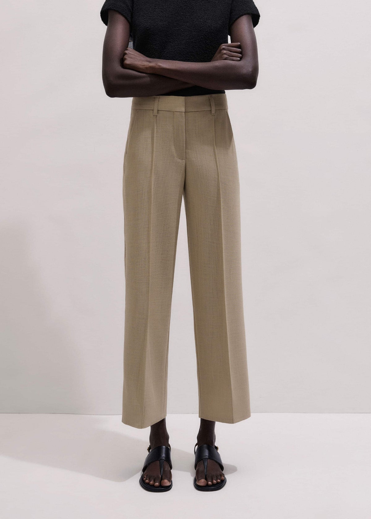 ME+EM Clothing Sand Tailored Straight Crop Pant