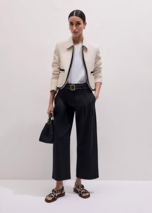 ME+EM Clothing Black Straight Crop Pleat Front Pant