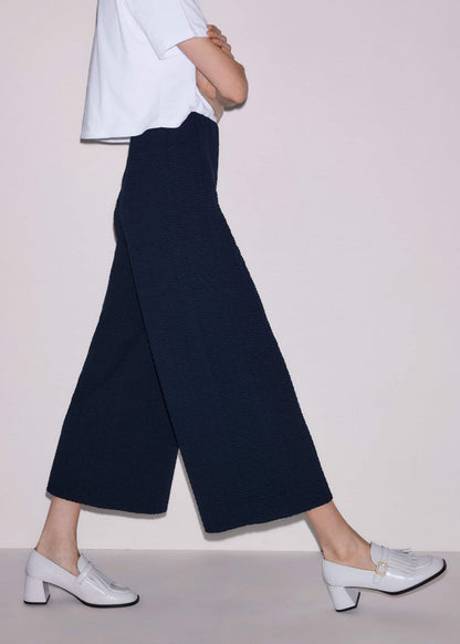 ME+EM Clothing Navy Curling Cross Jacquard Cropped Pant