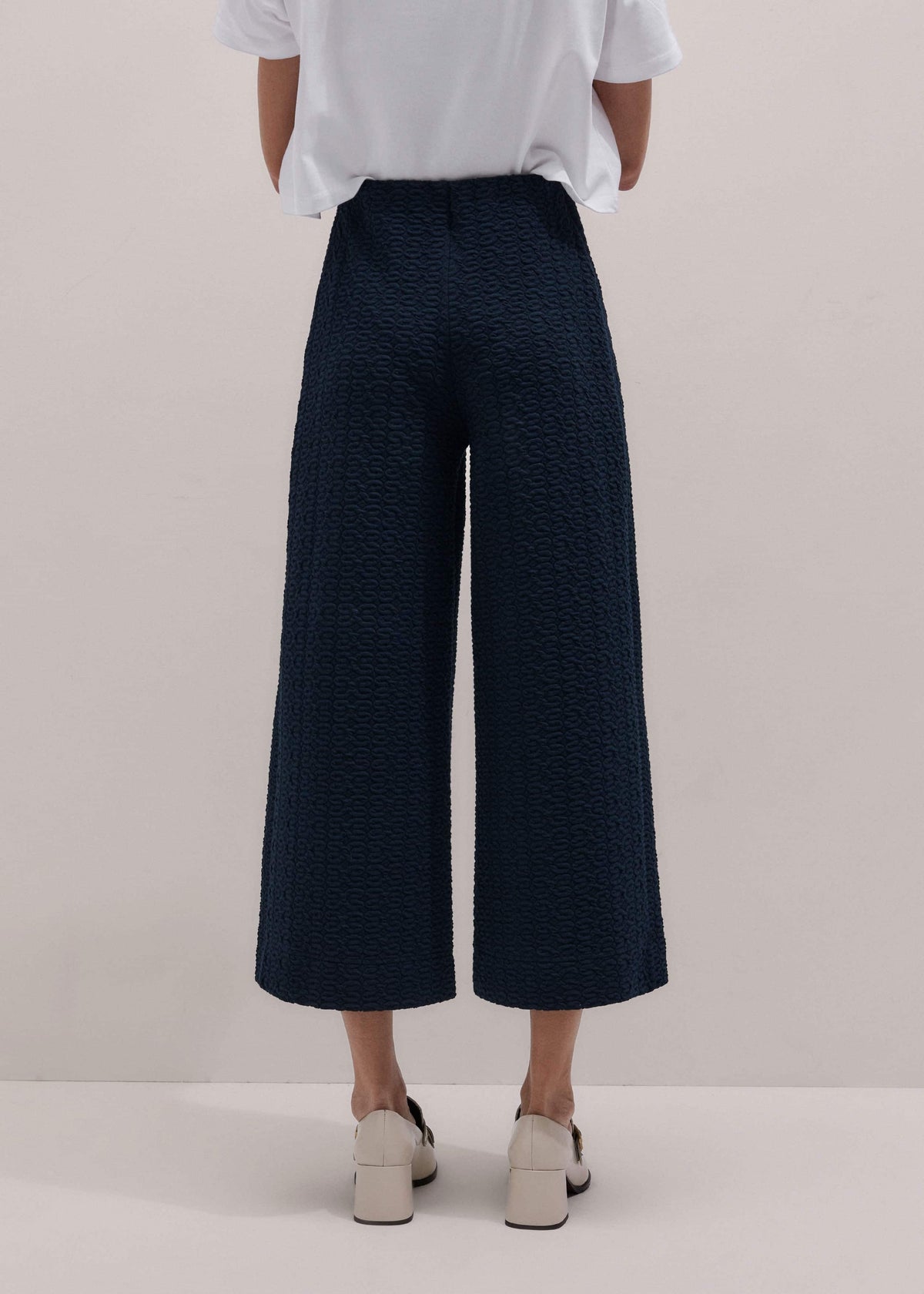 ME+EM Clothing Navy Curling Cross Jacquard Cropped Pant