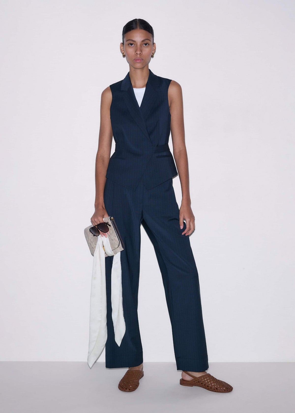 ME+EM Clothing Navy Pinstripe Clever Pant
