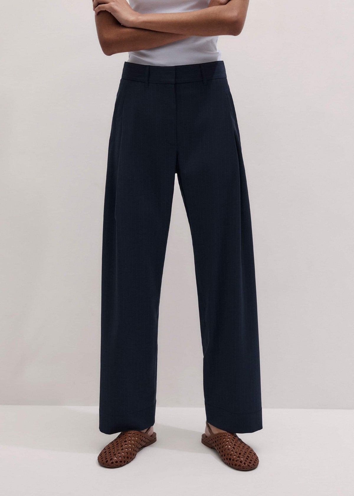 ME+EM Clothing Navy Pinstripe Clever Pant