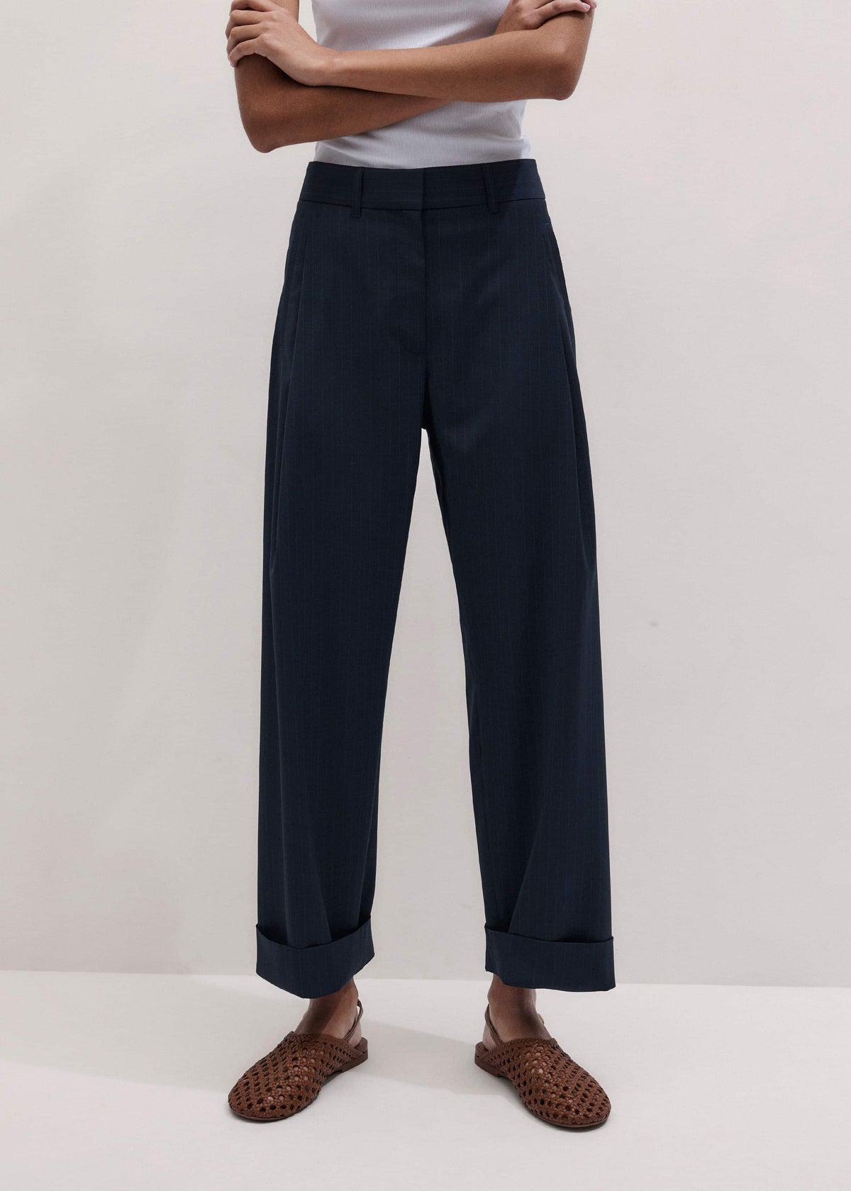 ME+EM Clothing Navy Pinstripe Clever Pant