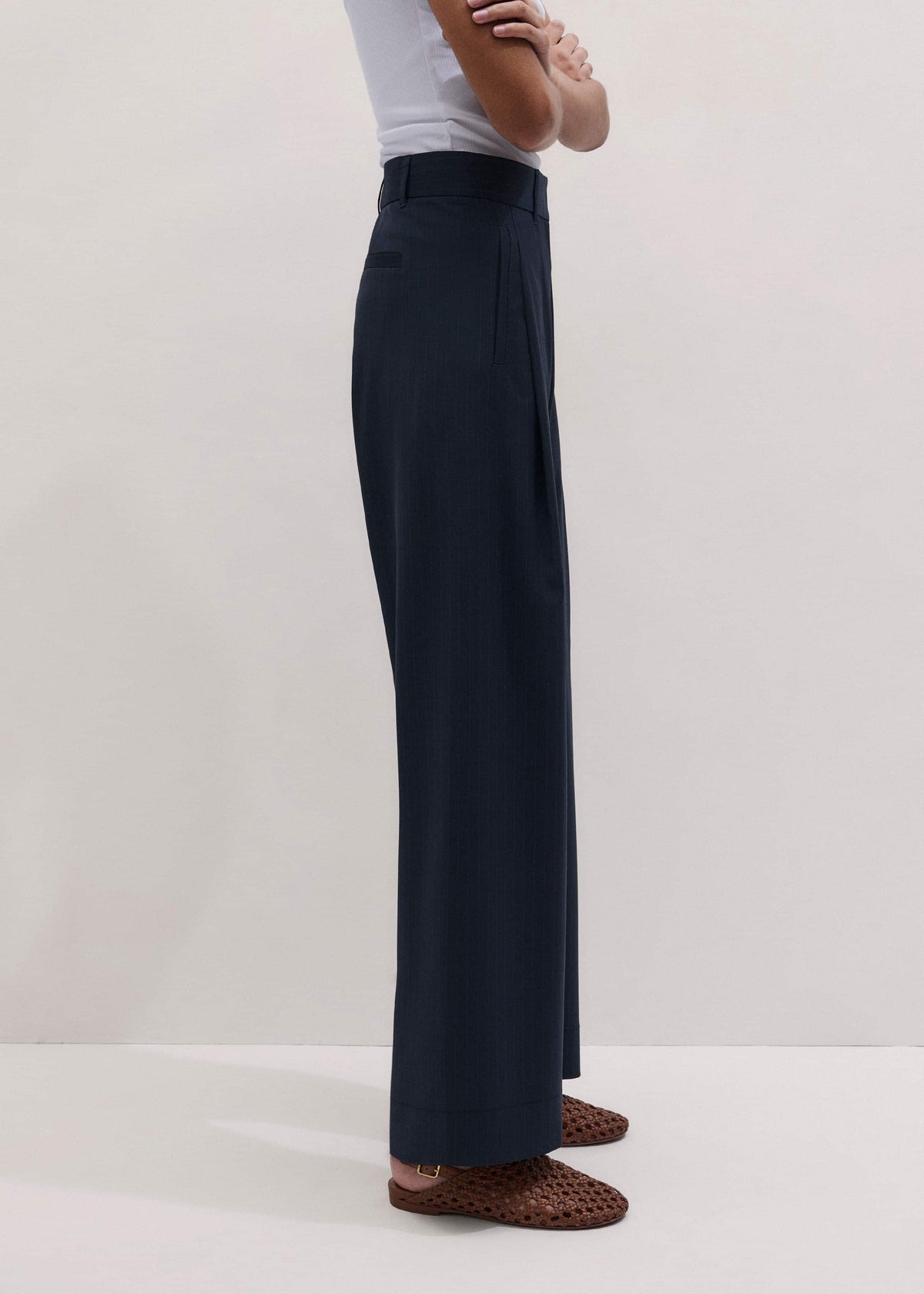 ME+EM Clothing Navy Pinstripe Clever Pant