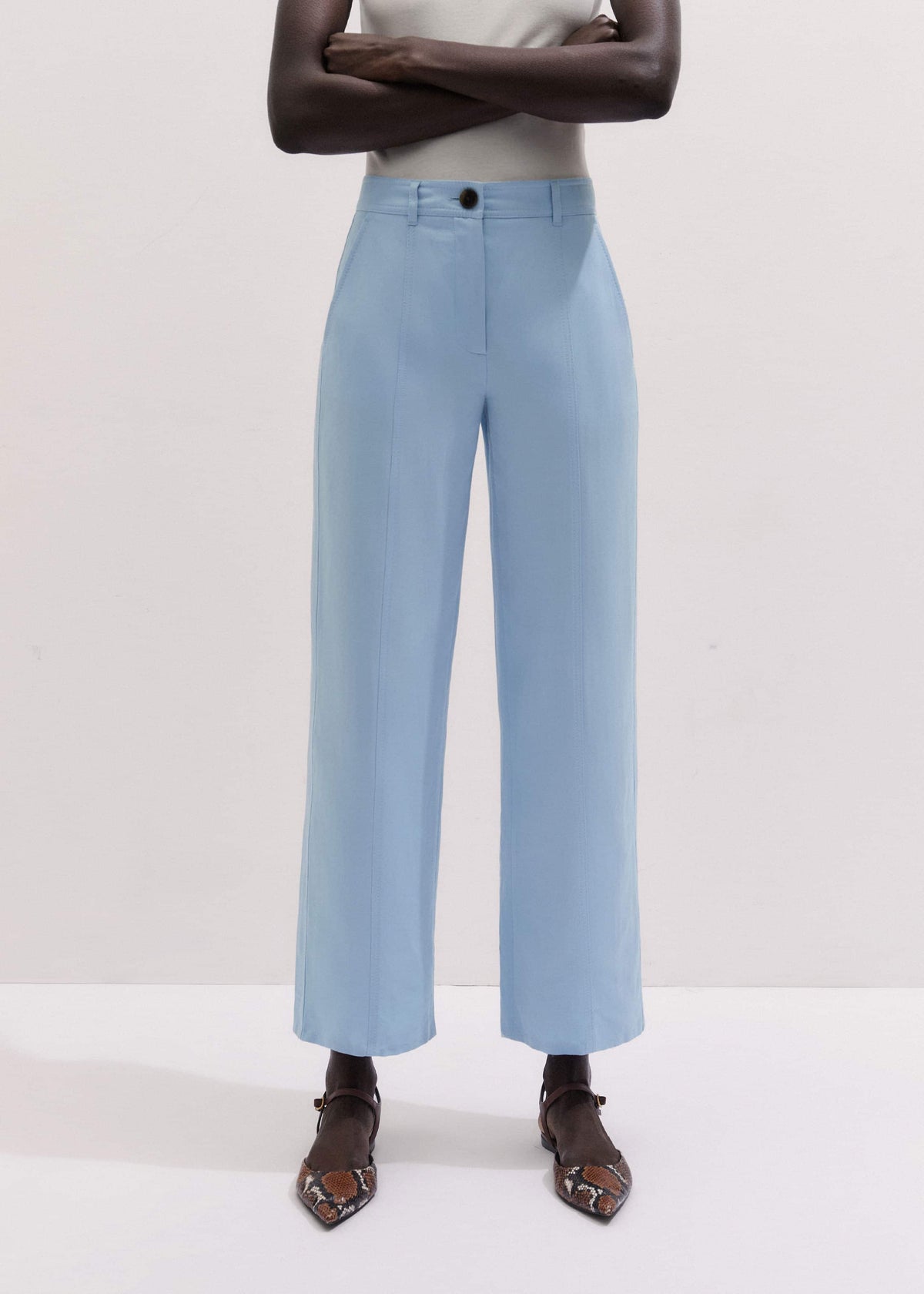 ME+EM Clothing Blue Straight Crop Pant