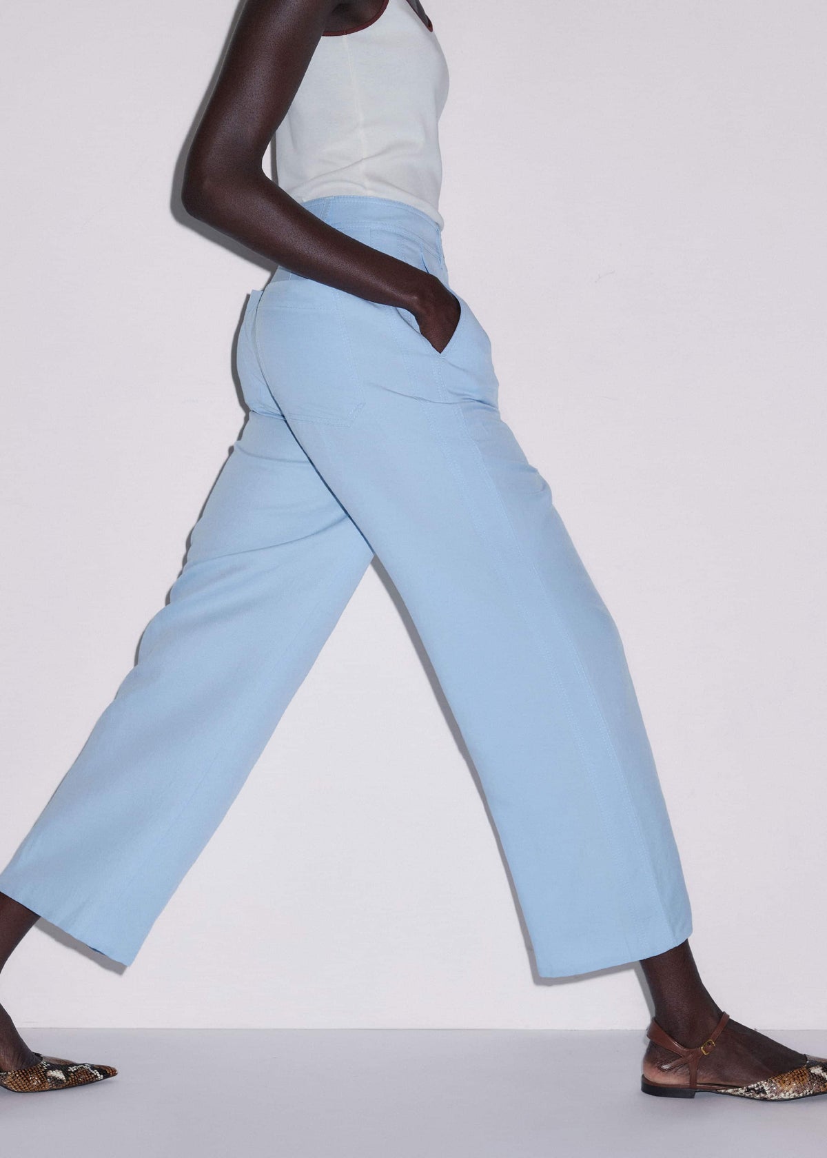 ME+EM Clothing Blue Straight Crop Pant