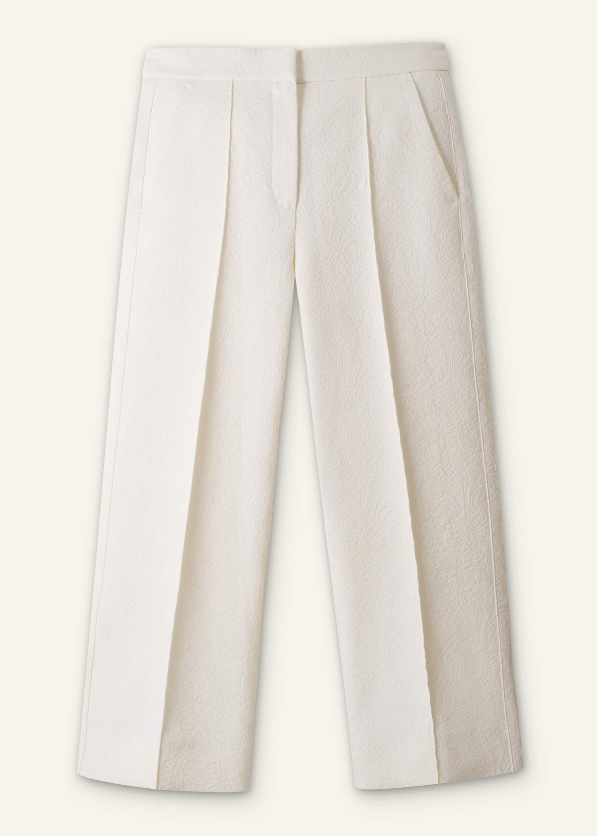 ME+EM Clothing Ivory Luxe Jacquard Straight Crop Pant