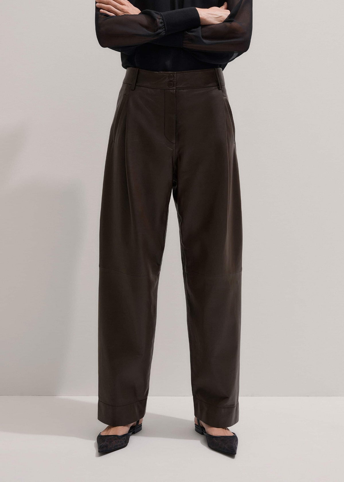 ME+EM Clothing Brown Leather Clever Tapered Pant