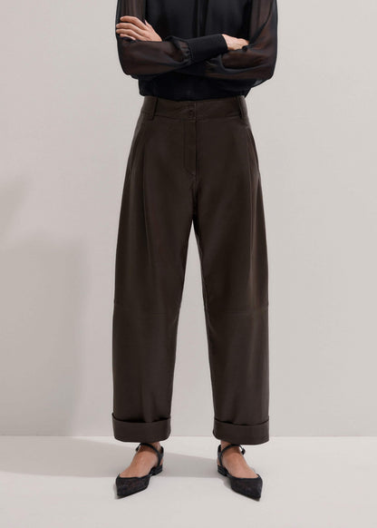 ME+EM Clothing Brown Leather Clever Tapered Pant