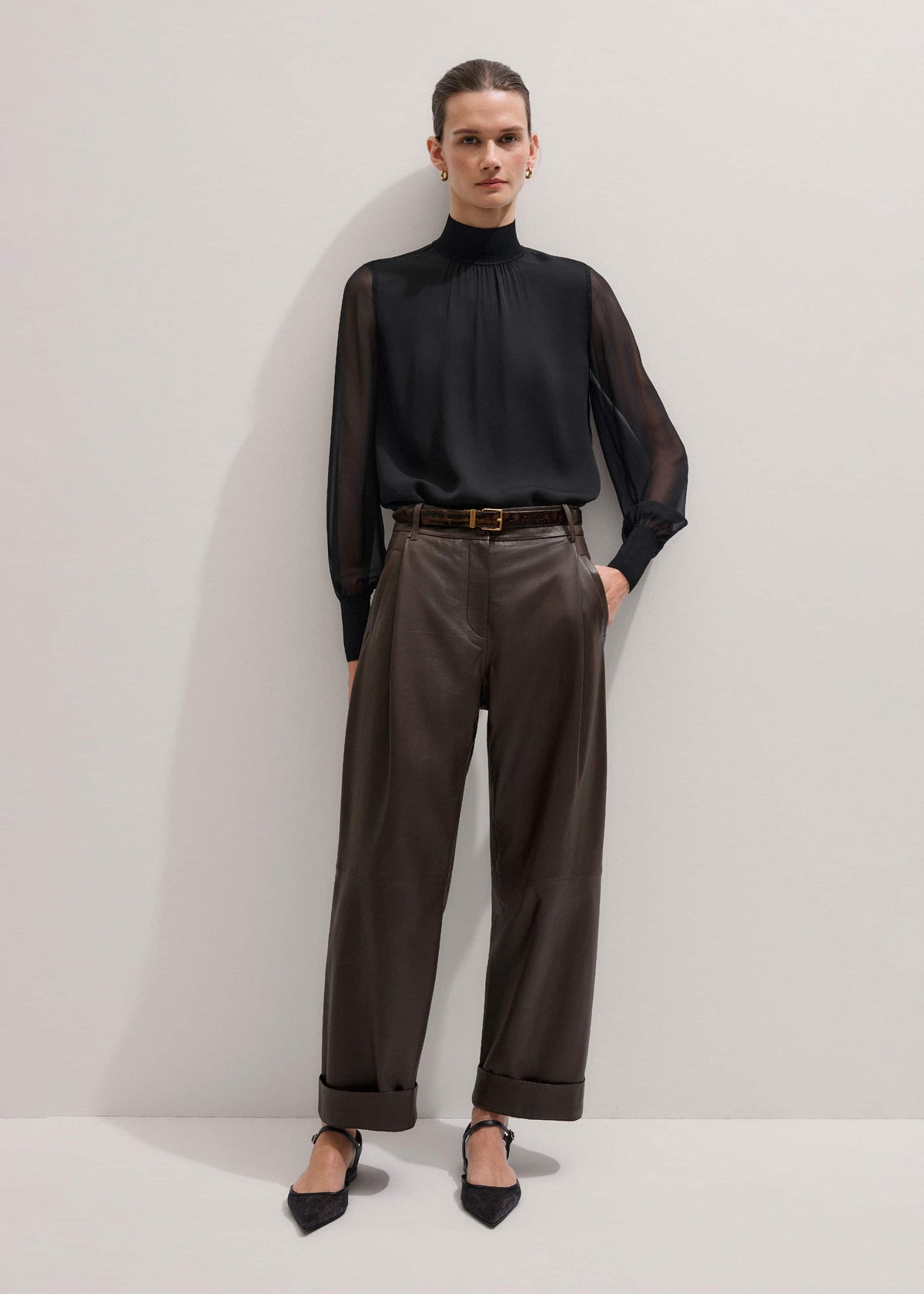 ME+EM Clothing Brown Leather Clever Tapered Pant