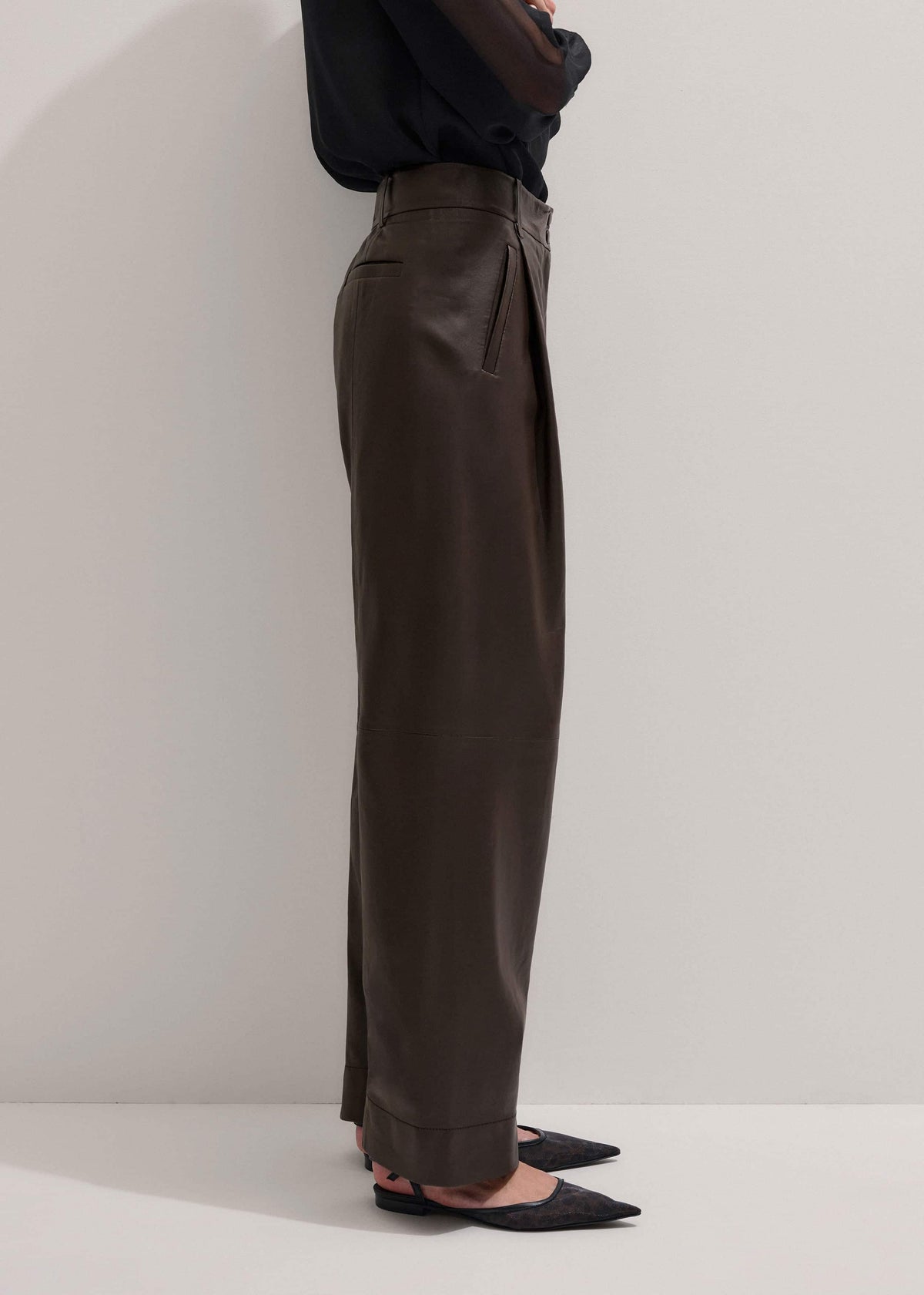 ME+EM Clothing Brown Leather Clever Tapered Pant