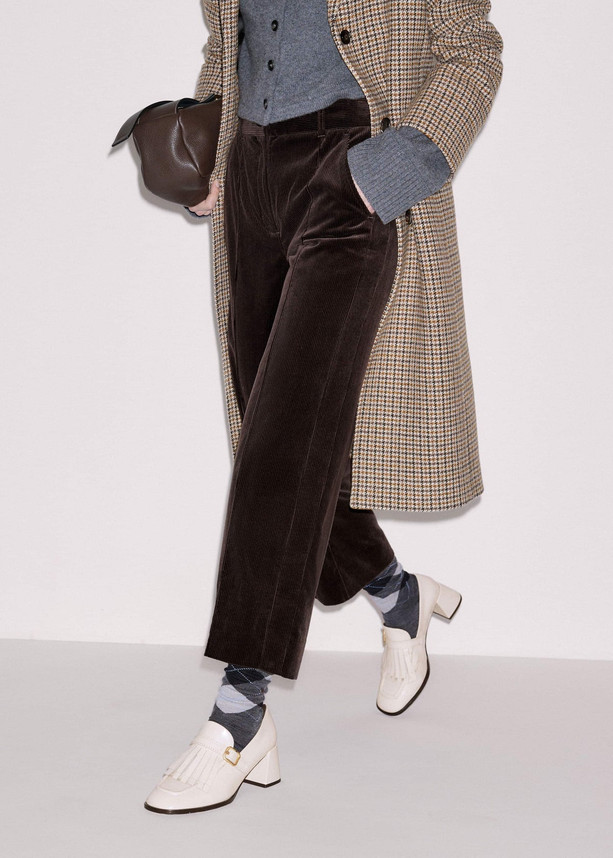 ME+EM Clothing Brown Italian Cord Straight Crop Pant