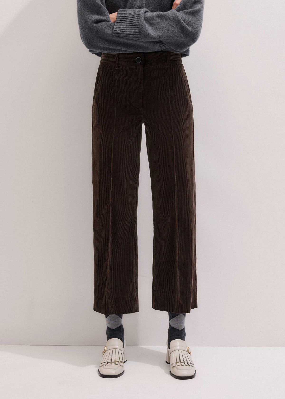 ME+EM Clothing Brown Italian Cord Straight Crop Pant