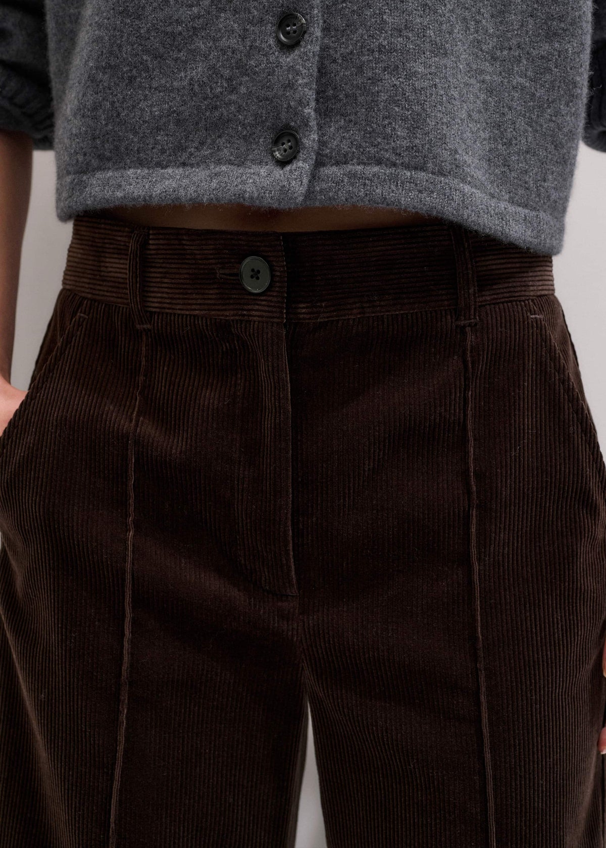 ME+EM Clothing Brown Italian Cord Straight Crop Pant