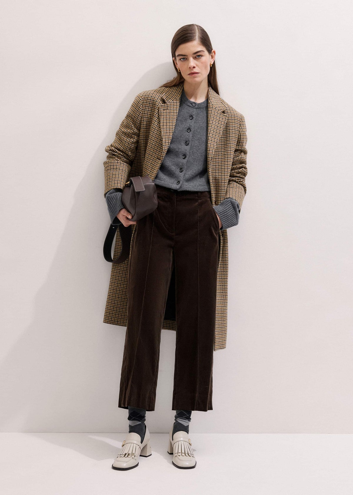 ME+EM Clothing Brown Italian Cord Straight Crop Pant