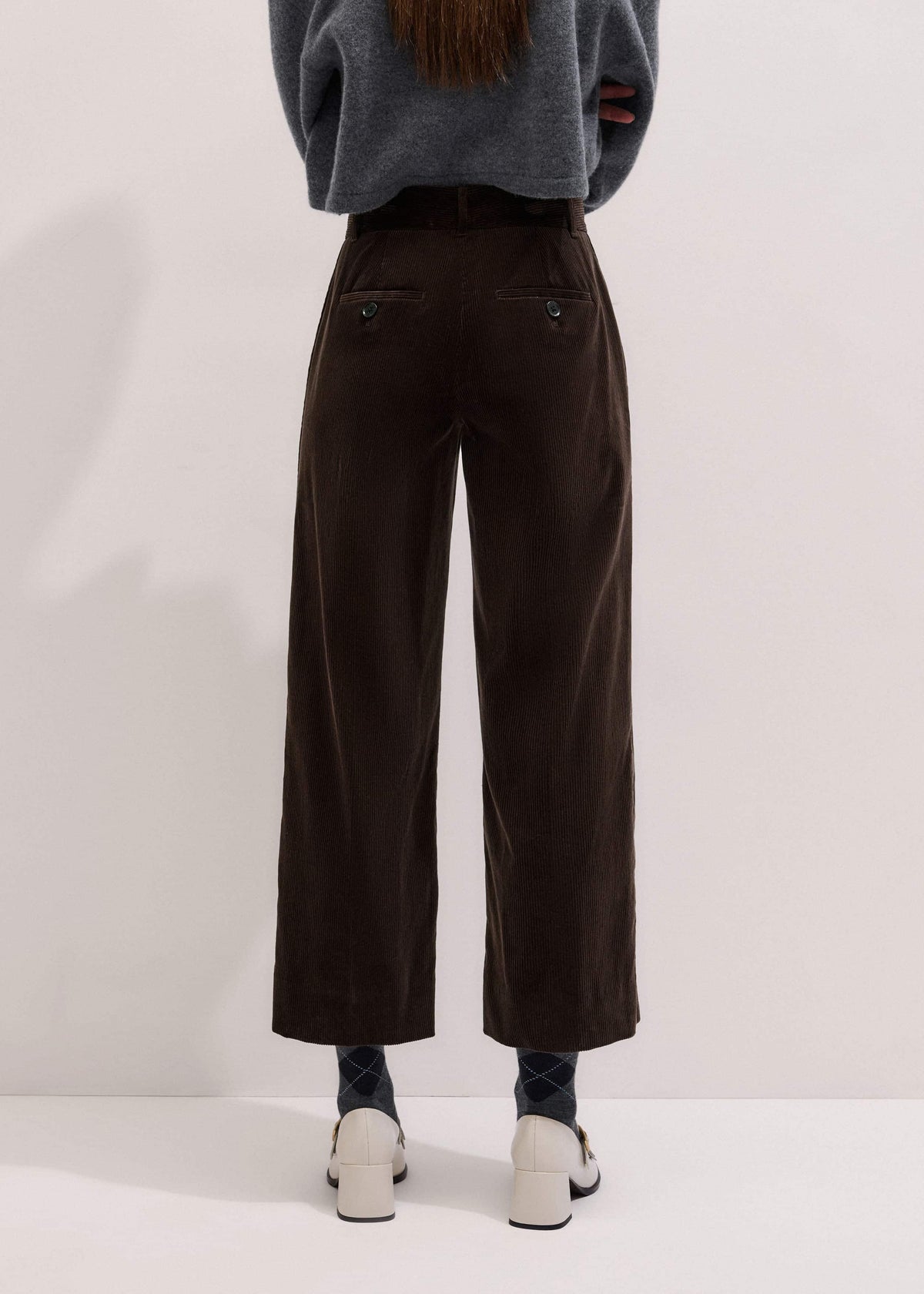 ME+EM Clothing Brown Italian Cord Straight Crop Pant