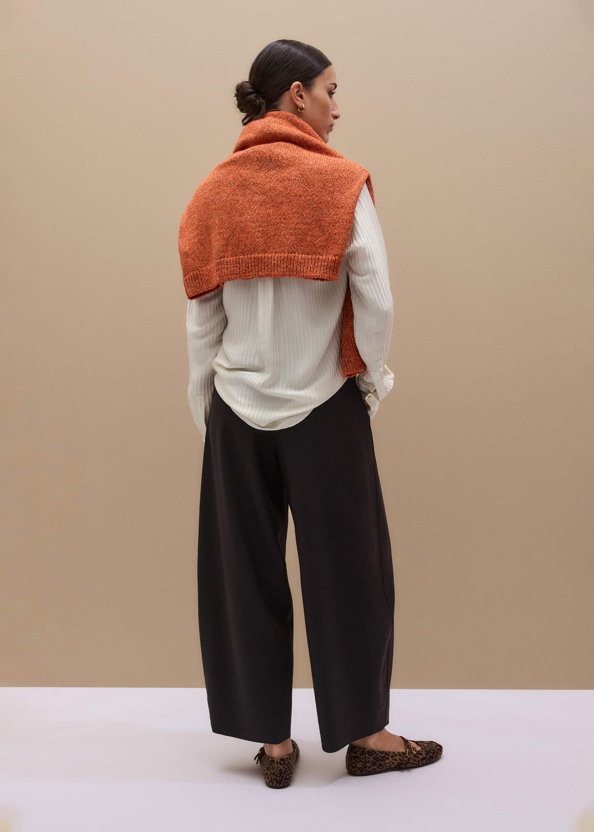 ME+EM Clothing Brown Barrel-Leg Pant