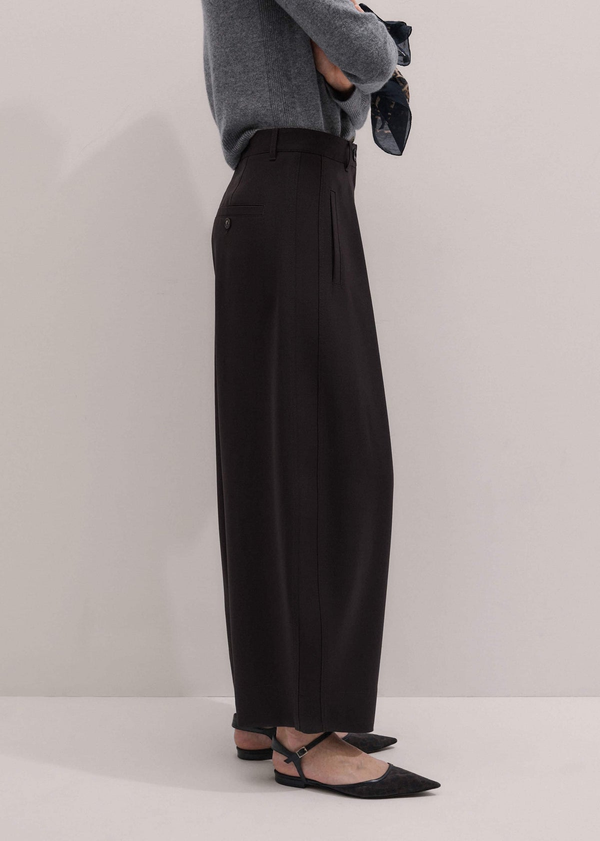 ME+EM Clothing Brown Barrel-Leg Pant