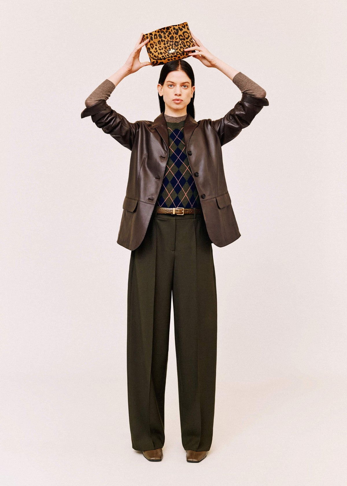 ME+EM Clothing Olive Green Pintuck Tapered Pant