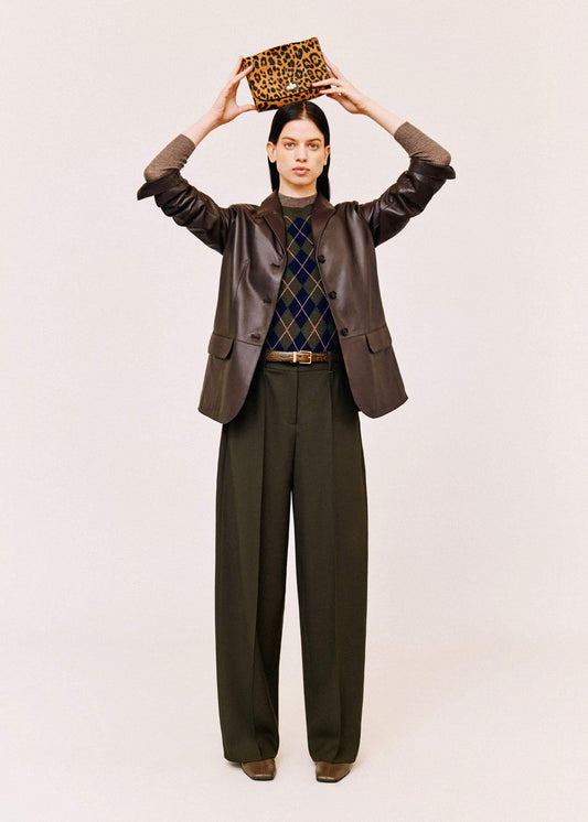 ME+EM Clothing Olive Green Pintuck Tapered Pant