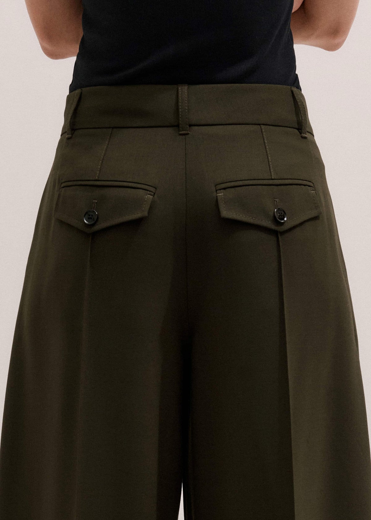 ME+EM Clothing Olive Green Pintuck Tapered Pant