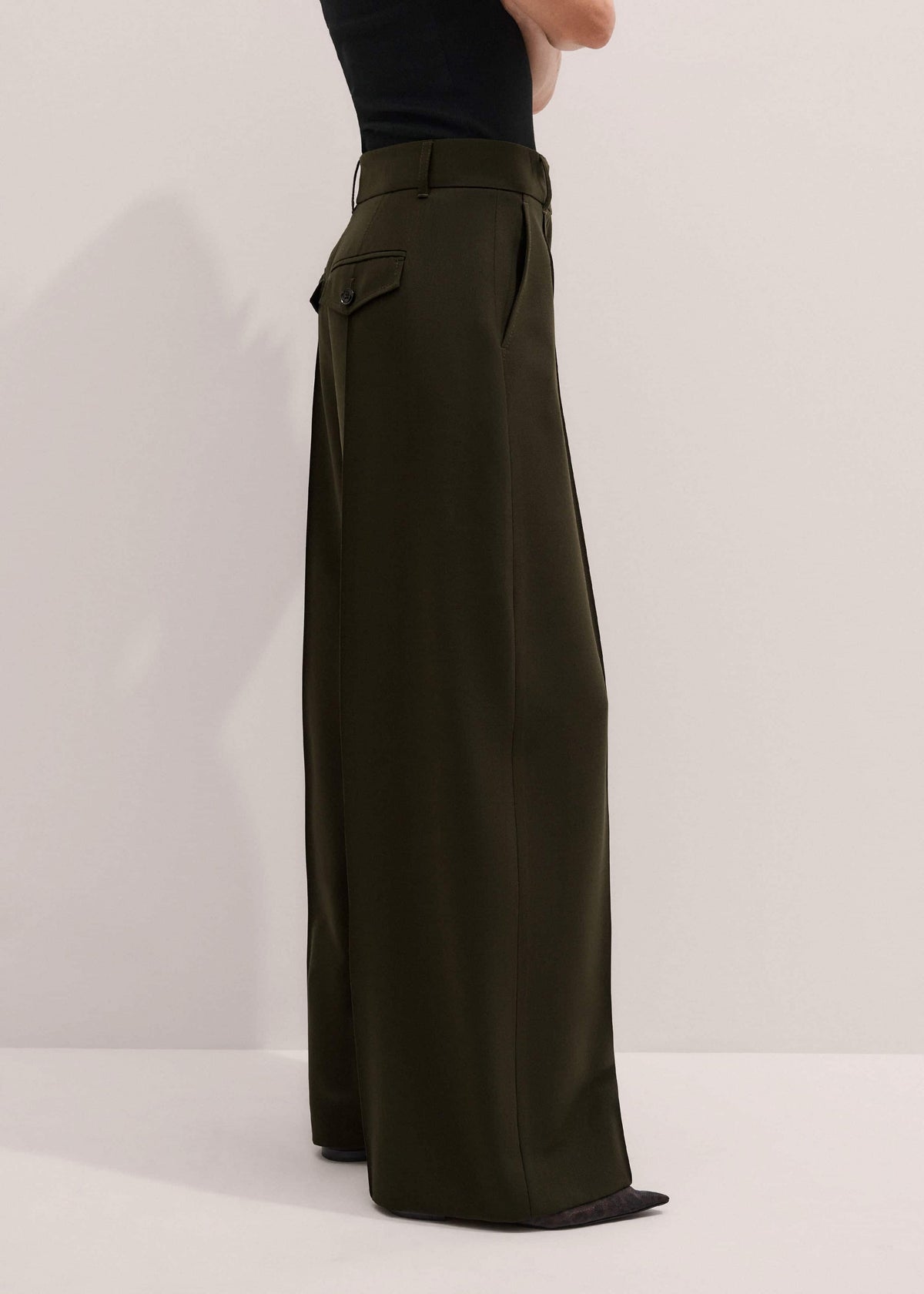 ME+EM Clothing Olive Green Pintuck Tapered Pant
