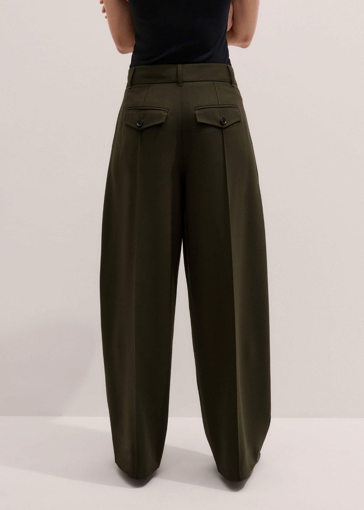 ME+EM Clothing Olive Green Pintuck Tapered Pant