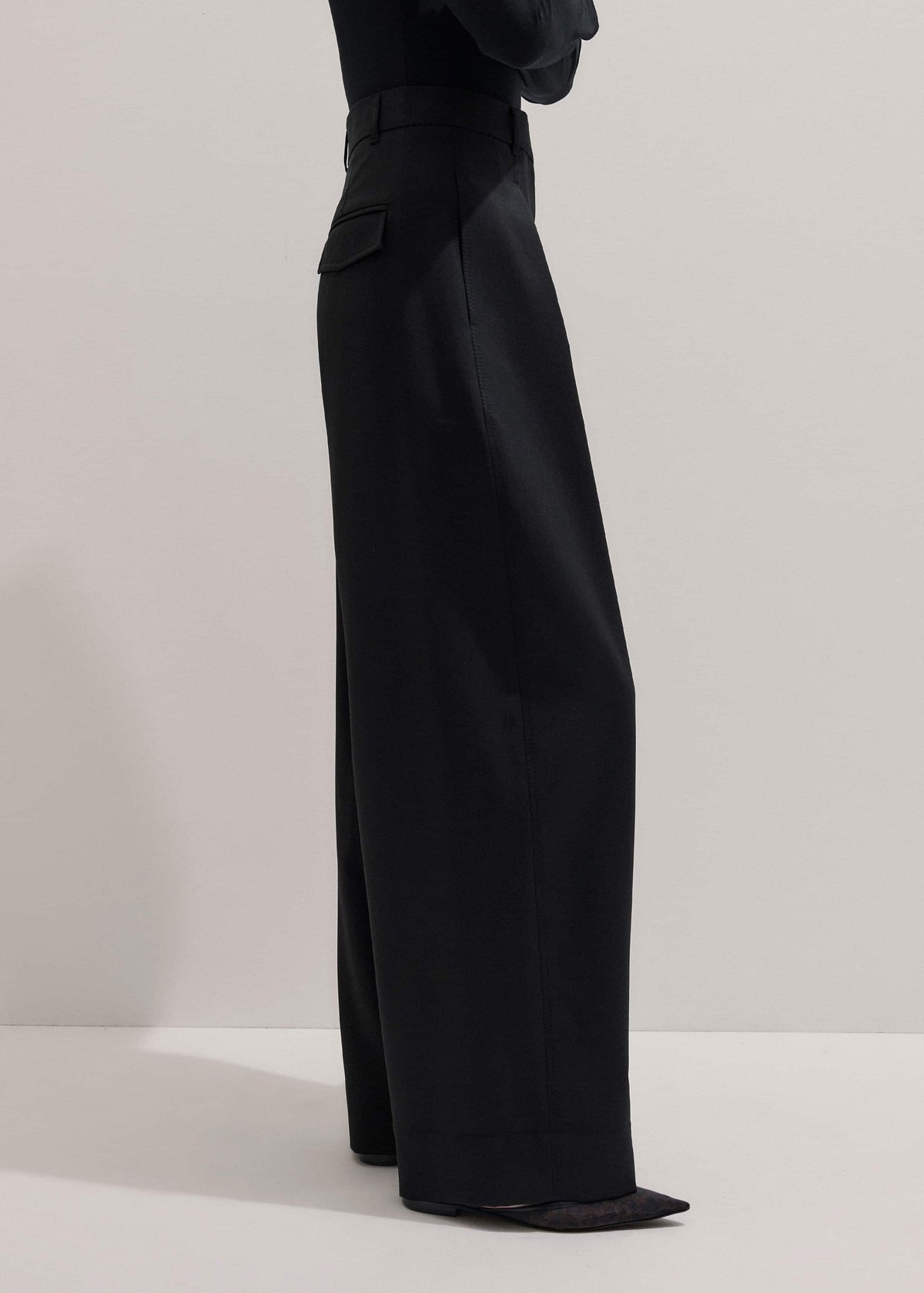 ME+EM Clothing Black Wool Exaggerated Tapered Pleat Pant