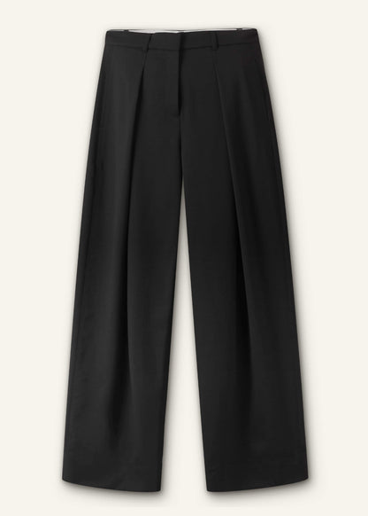 ME+EM Clothing Black Wool Exaggerated Tapered Pleat Pant